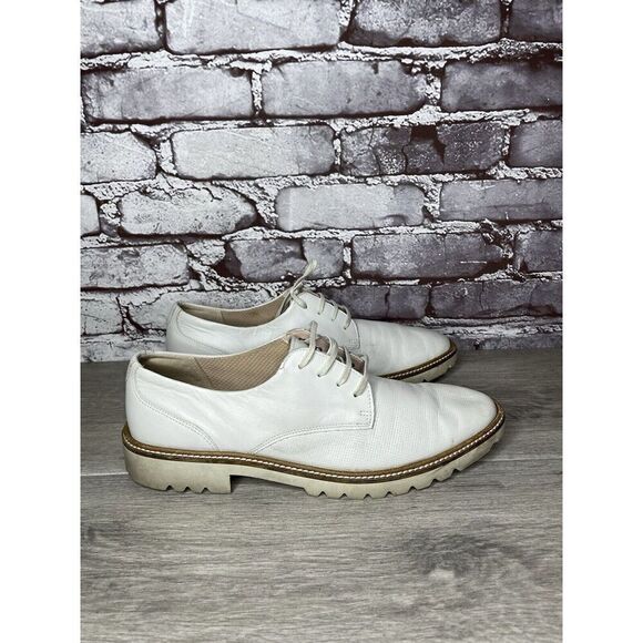 ECCO White Leather Perforated Lace Up Oxfords Shoes Women Sz 40EU/9.5M US - Picture 3 of 16